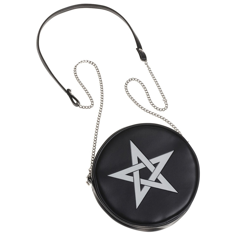 Alchemy Gothic Black Round Purse Pentagram Vegan - Picture 3 of 5